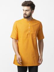 Fabindia Men Orange Solid Straight Kurta