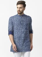 Fabindia Men Blue Printed Straight Kurta