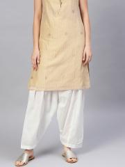 Saadgi Women White Solid Patiala Salwar