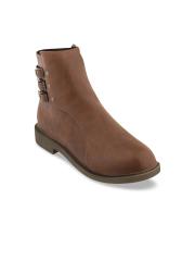 SHUZ TOUCH Women Brown Solid Heeled Boots