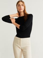 MANGO Women Black Self-Striped Sweater