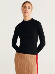 MANGO Women Black Self-Striped Sweater