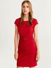 MANGO Women Red Solid Sheath Dress