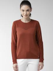 Madame Women Rust Brown Solid Sweater