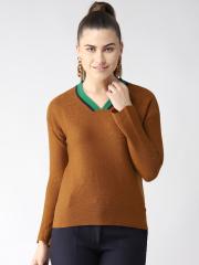 Madame Women Brown Solid Sweater