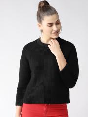 Madame Women Black Solid Sweater