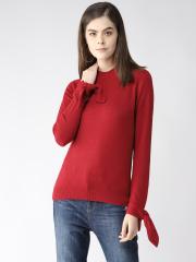 Madame Women Red Solid Sweater