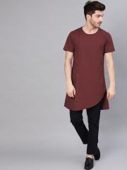 See Designs Men Maroon Solid Angrakha Kurta