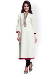 Kvsfab Yellow Printed Kurta