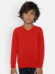 Tommy Hilfiger Boys Red Solid Sweater