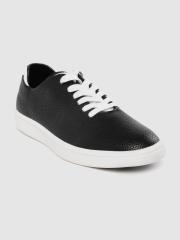 Louis Philippe Men Black Textured Sneakers