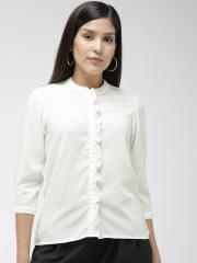 Park Avenue Women White Solid Shirt Style Top