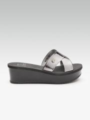 Carlton London Women Gunmetal-Toned Solid Wedges