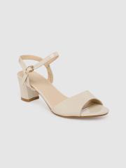 CERIZ Women Beige Solid Sandals