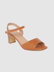 CERIZ Women Beige Solid Heel Sandals