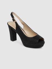 CERIZ Women Black Solid Peep Toes