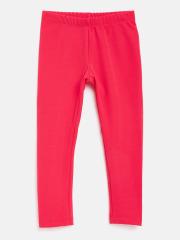 Nauti Nati Girls Coral Pink Solid Leggings