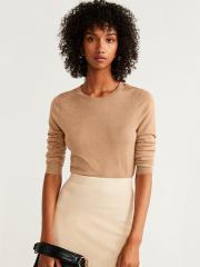 MANGO Women Beige Solid Sweater