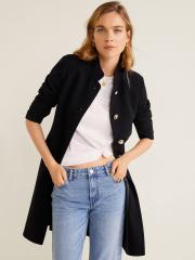 MANGO Women Black Solid Longline Coat