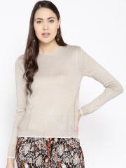 Cayman Women Beige Solid Woollen Sweater