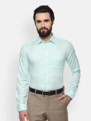 Van Heusen Men Green Slim Fit Solid Formal Shirt