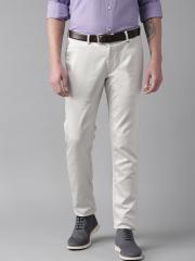 Blackberrys Men Off White Regular Fit Self Design Regular Trousers