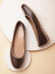 DressBerry Women Coffee Brown Solid Ballerinas