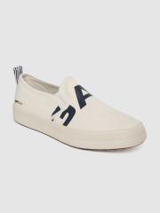 GAS Men White Slip-On Sneakers