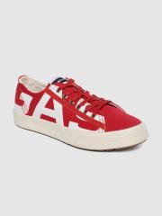 GAS Men Red & White Printed Sneakers