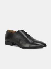 Arrow Men Black Solid Leather Oxfords