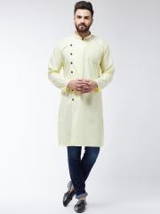 SOJANYA Men Yellow Solid Straight Kurta