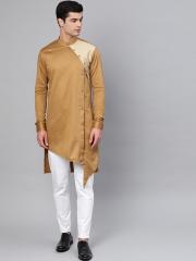 See Designs Men Beige Solid Straight Kurta