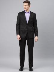 Peter England Men Black Self Checked Single-Breasted Tailored Fit Formal Suit