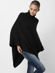 ONLY Women Black Solid Poncho Sweater