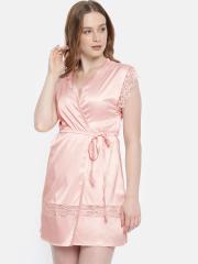 Amante Women Peach-Coloured Solid Robe SLP72803