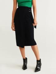 MANGO Women Black Solid Wrap Skirt