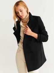 MANGO Women Black Solid Overcoat