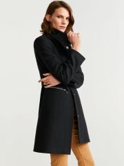 MANGO Women Black Solid Longline Coat