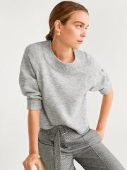 MANGO Women Grey Melange Solid Sweater