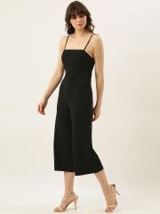 FOREVER 21 Women Black Solid Culotte Jumpsuit