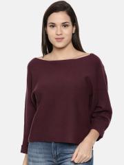 ONLY Women Maroon Solid Sweater