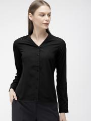 Park Avenue Women Black Solid Shirt Style Top