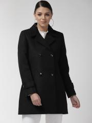 Okane MANGO Women Black Solid Over Coat