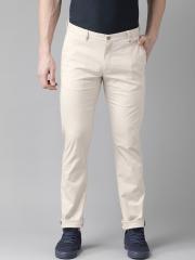 Blackberrys Men Off-White Regular Fit Self Design Regular Trousers