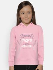 Pepe Jeans Girls Pink Printed Hooded Sweatshirt