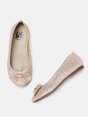 YK Girls Rose Gold Solid Ballerinas