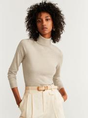 MANGO Women Beige Solid Sweater