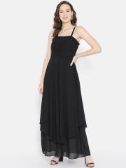 AND Women Black Solid Maxi Dress With Embellished Detailing