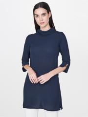 AND Women Navy Blue Solid Tunic