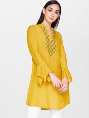 AND Women Mustard Yellow Embellished Tunic